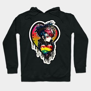 Rainbowcore Punk Valentines Sticker Drippped style Hoodie